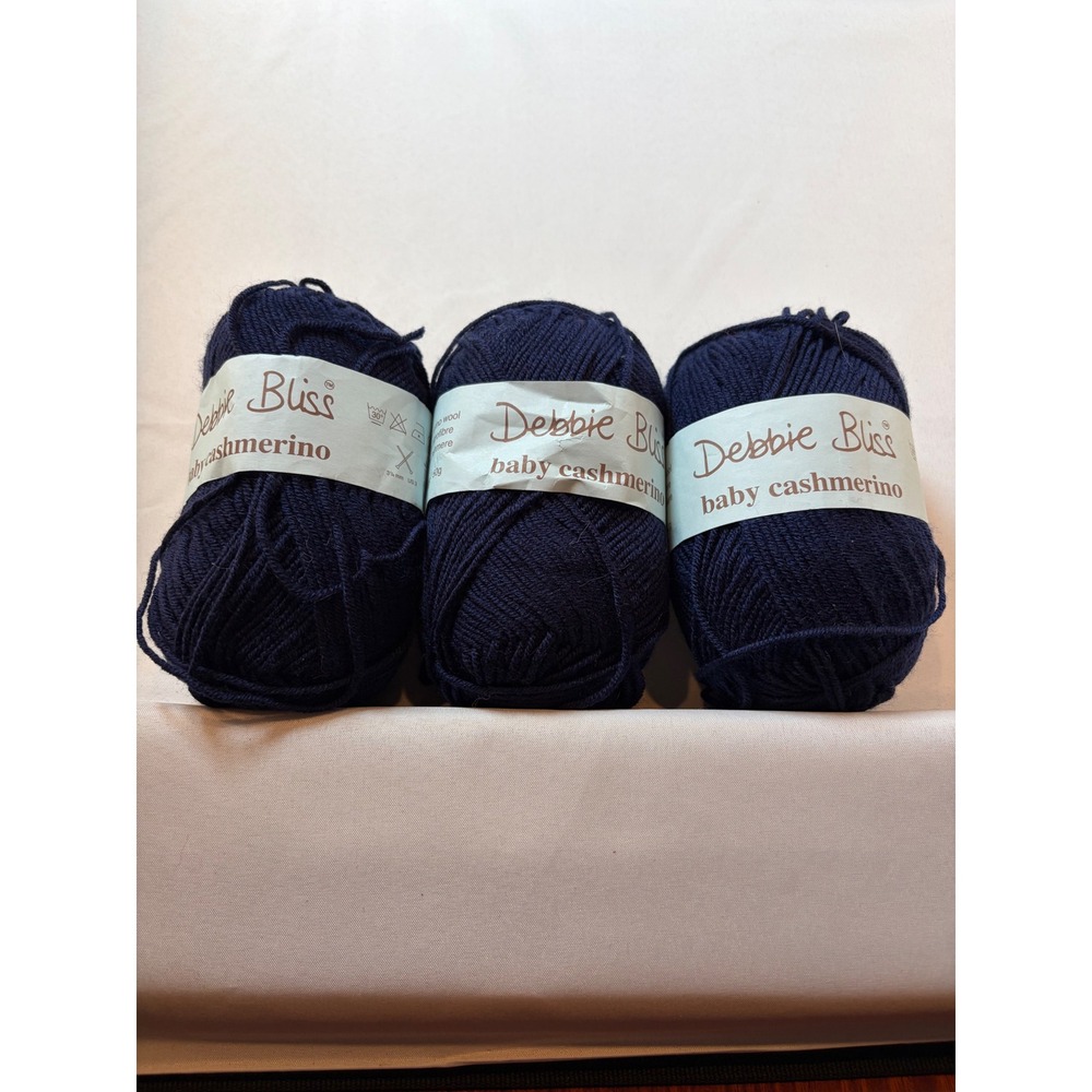 3 Skeins Debbie Bliss Baby Cashmerino Yarn Navy Blue 340008 Dyelot 73B Wool